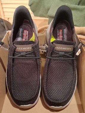 Skechers Men’s Dark Brown Slip-On Knit Loafers